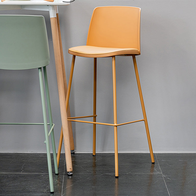 Nordic Bar-stool Plastic Counter Bar Stool with Metal Legs for Home Clearhalo 'Bar Furniture' 'Bar Stools' 'bar_stools' 'furn' 'furn_bar_stools' 'Furniture' 'furniture_bar_stools' 'Kitchen & Dining Furniture' 5011528