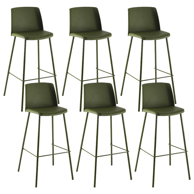 Nordic Bar-stool Plastic Counter Bar Stool with Metal Legs for Home Army Green 6 Piece Set Clearhalo 'Bar Furniture' 'Bar Stools' 'bar_stools' 'furn' 'furn_bar_stools' 'Furniture' 'furniture_bar_stools' 'Kitchen & Dining Furniture' 5011529