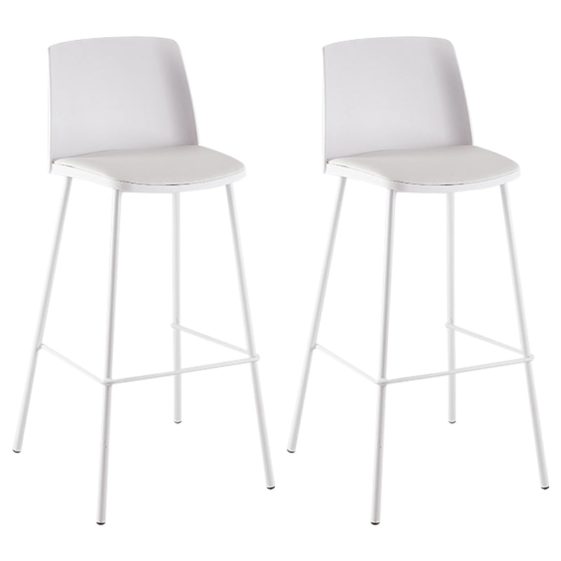 Nordic Bar-stool Plastic Counter Bar Stool with Metal Legs for Home White 2 Piece Set Clearhalo 'Bar Furniture' 'Bar Stools' 'bar_stools' 'furn' 'furn_bar_stools' 'Furniture' 'furniture_bar_stools' 'Kitchen & Dining Furniture' 5011532