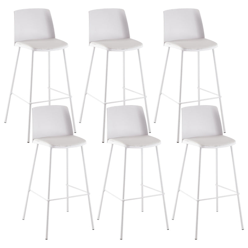 Nordic Bar-stool Plastic Counter Bar Stool with Metal Legs for Home White 6 Piece Set Clearhalo 'Bar Furniture' 'Bar Stools' 'bar_stools' 'furn' 'furn_bar_stools' 'Furniture' 'furniture_bar_stools' 'Kitchen & Dining Furniture' 5011534