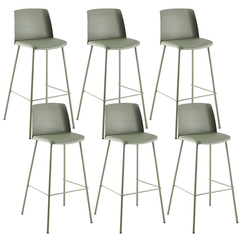 Nordic Bar-stool Plastic Counter Bar Stool with Metal Legs for Home Green 6 Piece Set Clearhalo 'Bar Furniture' 'Bar Stools' 'bar_stools' 'furn' 'furn_bar_stools' 'Furniture' 'furniture_bar_stools' 'Kitchen & Dining Furniture' 5011538