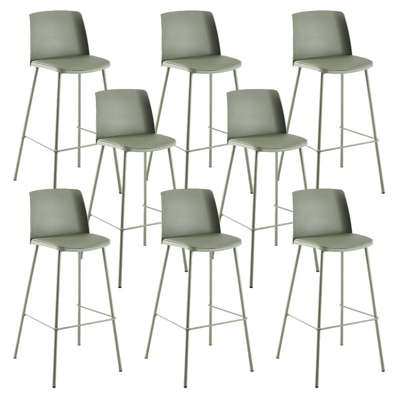 Nordic Bar-stool Plastic Counter Bar Stool with Metal Legs for Home Green 8 Piece Set Clearhalo 'Bar Furniture' 'Bar Stools' 'bar_stools' 'furn' 'furn_bar_stools' 'Furniture' 'furniture_bar_stools' 'Kitchen & Dining Furniture' 5011539