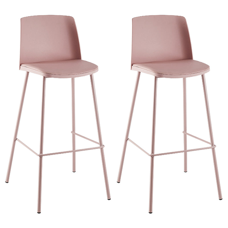 Nordic Bar-stool Plastic Counter Bar Stool with Metal Legs for Home Pink 2 Piece Set Clearhalo 'Bar Furniture' 'Bar Stools' 'bar_stools' 'furn' 'furn_bar_stools' 'Furniture' 'furniture_bar_stools' 'Kitchen & Dining Furniture' 5011540