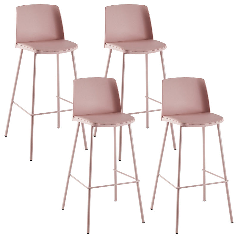 Nordic Bar-stool Plastic Counter Bar Stool with Metal Legs for Home Pink 4 Piece Set Clearhalo 'Bar Furniture' 'Bar Stools' 'bar_stools' 'furn' 'furn_bar_stools' 'Furniture' 'furniture_bar_stools' 'Kitchen & Dining Furniture' 5011541