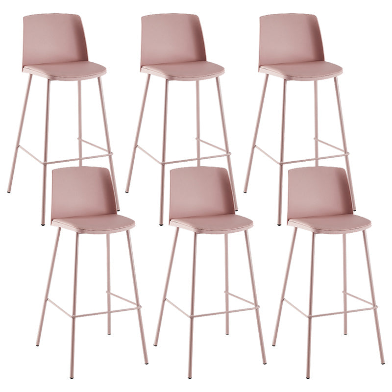 Nordic Bar-stool Plastic Counter Bar Stool with Metal Legs for Home Pink 6 Piece Set Clearhalo 'Bar Furniture' 'Bar Stools' 'bar_stools' 'furn' 'furn_bar_stools' 'Furniture' 'furniture_bar_stools' 'Kitchen & Dining Furniture' 5011542