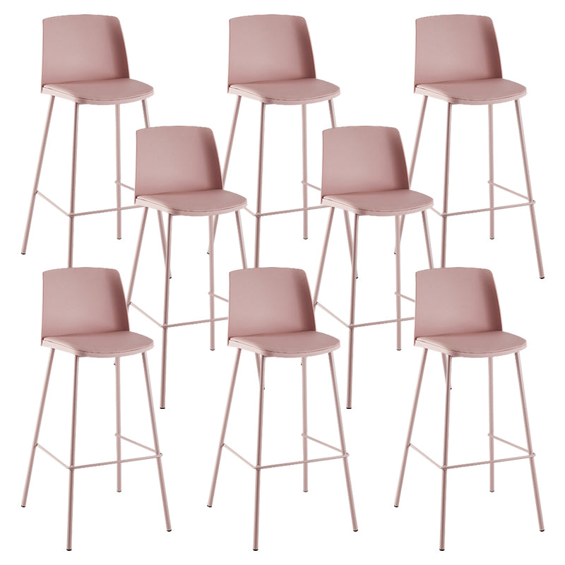 Nordic Bar-stool Plastic Counter Bar Stool with Metal Legs for Home Pink 8 Piece Set Clearhalo 'Bar Furniture' 'Bar Stools' 'bar_stools' 'furn' 'furn_bar_stools' 'Furniture' 'furniture_bar_stools' 'Kitchen & Dining Furniture' 5011543