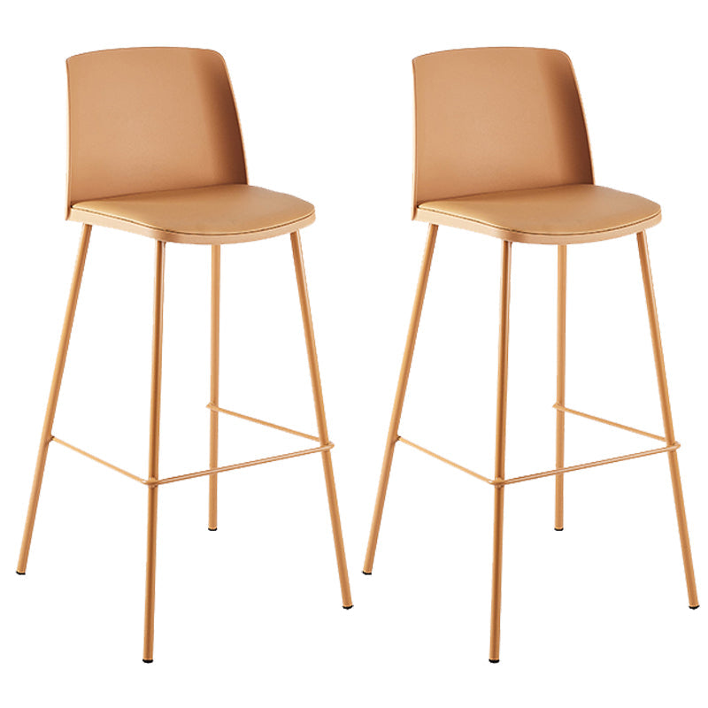Nordic Bar-stool Plastic Counter Bar Stool with Metal Legs for Home Orange 2 Piece Set Clearhalo 'Bar Furniture' 'Bar Stools' 'bar_stools' 'furn' 'furn_bar_stools' 'Furniture' 'furniture_bar_stools' 'Kitchen & Dining Furniture' 5011544