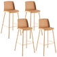 Nordic Bar-stool Plastic Counter Bar Stool with Metal Legs for Home Orange 4 Piece Set Clearhalo 'Bar Furniture' 'Bar Stools' 'bar_stools' 'furn' 'furn_bar_stools' 'Furniture' 'furniture_bar_stools' 'Kitchen & Dining Furniture' 5011545