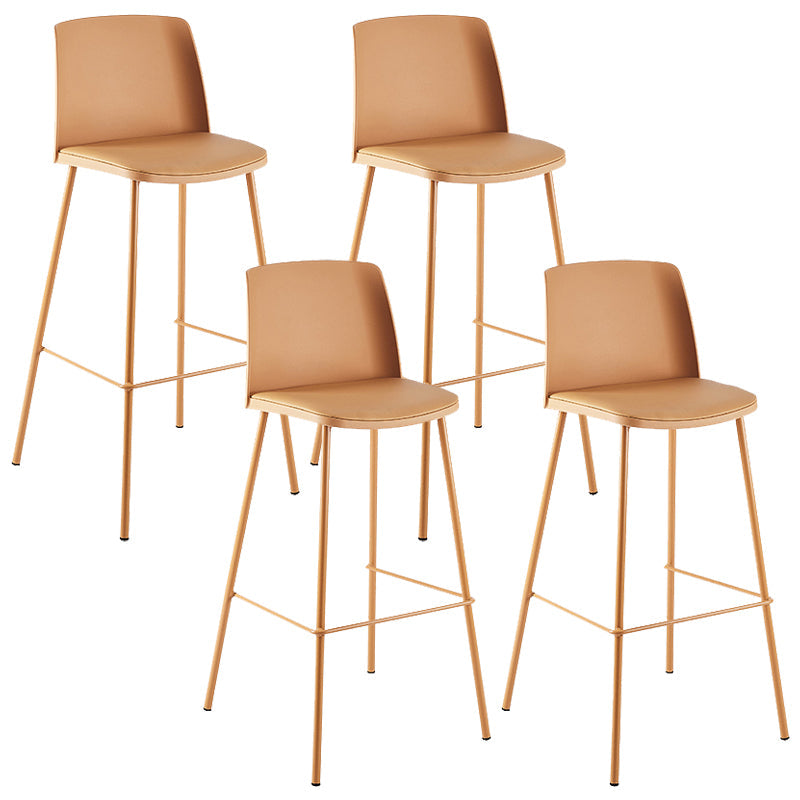 Nordic Bar-stool Plastic Counter Bar Stool with Metal Legs for Home Orange 4 Piece Set Clearhalo 'Bar Furniture' 'Bar Stools' 'bar_stools' 'furn' 'furn_bar_stools' 'Furniture' 'furniture_bar_stools' 'Kitchen & Dining Furniture' 5011545