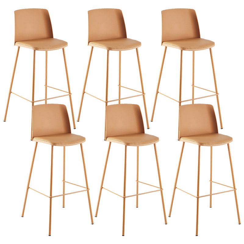 Nordic Bar-stool Plastic Counter Bar Stool with Metal Legs for Home Orange 6 Piece Set Clearhalo 'Bar Furniture' 'Bar Stools' 'bar_stools' 'furn' 'furn_bar_stools' 'Furniture' 'furniture_bar_stools' 'Kitchen & Dining Furniture' 5011546