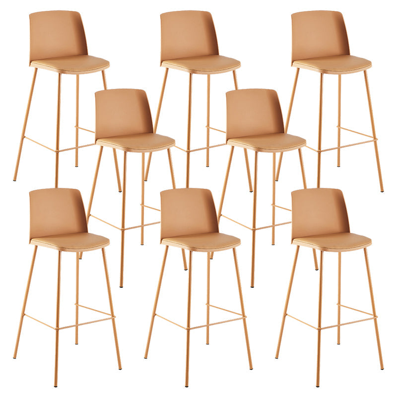 Nordic Bar-stool Plastic Counter Bar Stool with Metal Legs for Home Orange 8 Piece Set Clearhalo 'Bar Furniture' 'Bar Stools' 'bar_stools' 'furn' 'furn_bar_stools' 'Furniture' 'furniture_bar_stools' 'Kitchen & Dining Furniture' 5011547