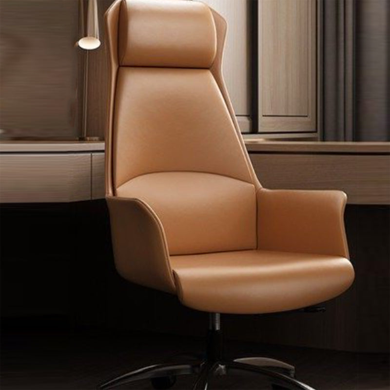 Modern Computer Task Chair Height-adjustable Office Chair with Upholstered Brown Clearhalo 'furn' 'furn_office_chair' 'Furniture' 'furniture_office_chair' 'Office Chairs' 'Office Furniture' 'office_chair' 5011594