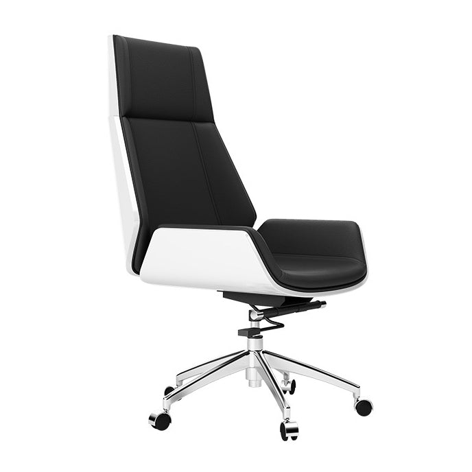 Executive Ergonomic Desk Chair Silver Metal Frame Modern Office Chair Black White Casters Included Clearhalo 'furn' 'furn_office_chair' 'Furniture' 'furniture_office_chair' 'Office Chairs' 'Office Furniture' 'office_chair' 5011743
