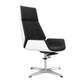 Executive Ergonomic Desk Chair Silver Metal Frame Modern Office Chair Black White Faux Leather Casters Not Included Clearhalo 'furn' 'furn_office_chair' 'Furniture' 'furniture_office_chair' 'Office Chairs' 'Office Furniture' 'office_chair' 5011745