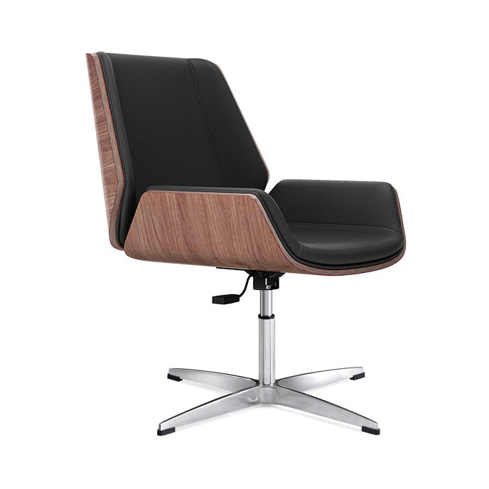 Executive Ergonomic Desk Chair Silver Metal Frame Modern Office Chair Black-Gray Leather Casters Not Included Clearhalo 'furn' 'furn_office_chair' 'Furniture' 'furniture_office_chair' 'Office Chairs' 'Office Furniture' 'office_chair' 5011750