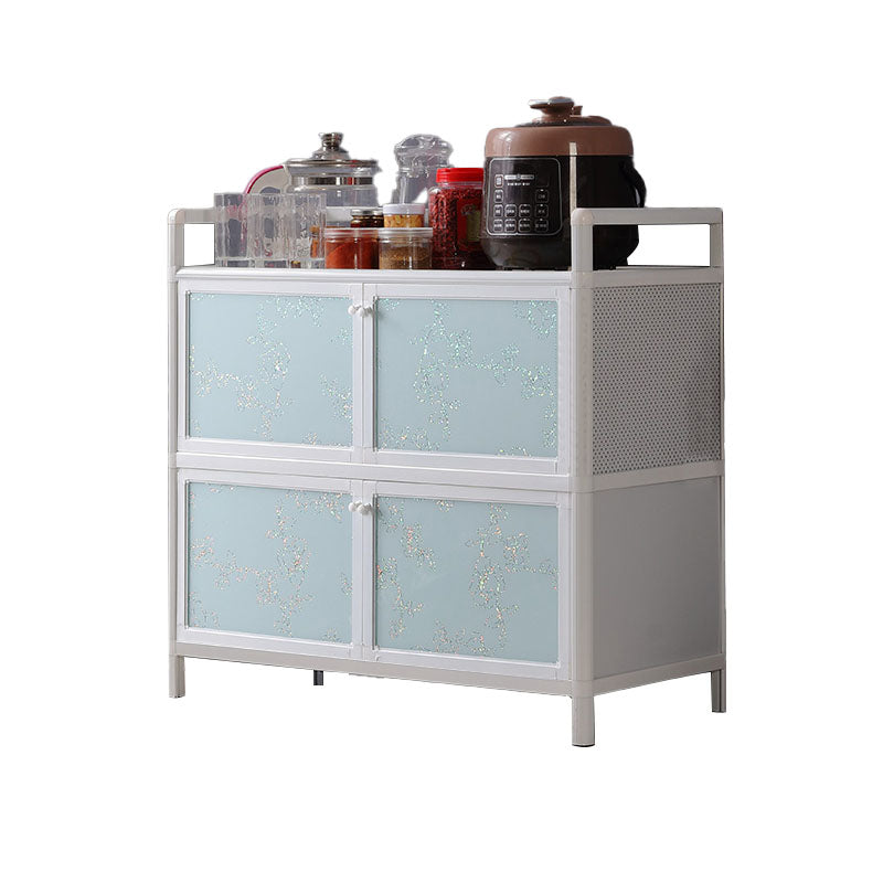 Metal Kitchen Dining Server Contemporary White Dining Server with Glass Doors Clearhalo 'buffet_sideboard' 'Buffets & Sideboards' 'furn' 'furn_buffet_sideboard' 'Furniture' 'furniture_buffet_sideboard' 'Kitchen & Dining Furniture' 5011764