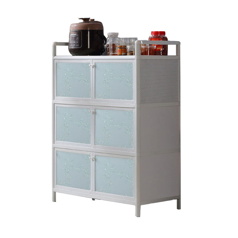 Metal Kitchen Dining Server Contemporary White Dining Server with Glass Doors 31.5"L x 15.7"W x 41.3"H Clearhalo 'buffet_sideboard' 'Buffets & Sideboards' 'furn' 'furn_buffet_sideboard' 'Furniture' 'furniture_buffet_sideboard' 'Kitchen & Dining Furniture' 5011765