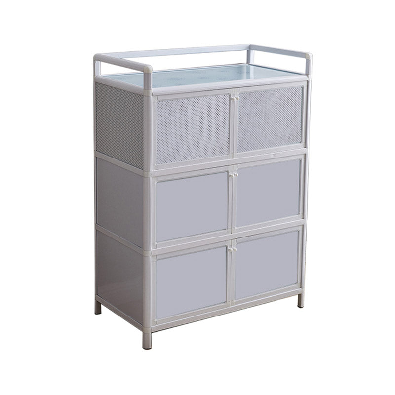 Metal Kitchen Dining Server Contemporary White Dining Server with Glass Doors Clearhalo 'buffet_sideboard' 'Buffets & Sideboards' 'furn' 'furn_buffet_sideboard' 'Furniture' 'furniture_buffet_sideboard' 'Kitchen & Dining Furniture' 5011772