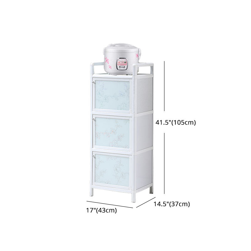 Metal Kitchen Dining Server Contemporary White Dining Server with Glass Doors Clearhalo 'buffet_sideboard' 'Buffets & Sideboards' 'furn' 'furn_buffet_sideboard' 'Furniture' 'furniture_buffet_sideboard' 'Kitchen & Dining Furniture' 5011777