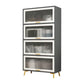 Contemporary Kitchen Dining Server Manufactured Wood Dining Server with Glass Doors Gray-White Vertical Glass Clearhalo 'buffet_sideboard' 'Buffets & Sideboards' 'Furniture' 'furniture_buffet_sideboard' 'Kitchen & Dining Furniture' 5011783