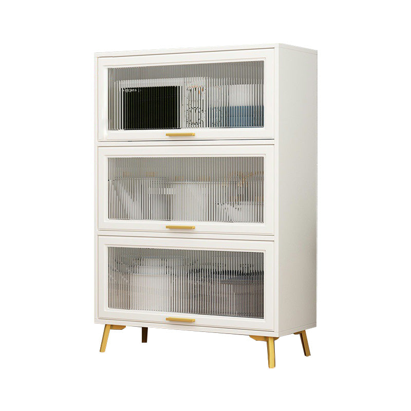 Contemporary Kitchen Dining Server Manufactured Wood Dining Server with Glass Doors White Vertical Glass Clearhalo 'buffet_sideboard' 'Buffets & Sideboards' 'Furniture' 'furniture_buffet_sideboard' 'Kitchen & Dining Furniture' 5011785
