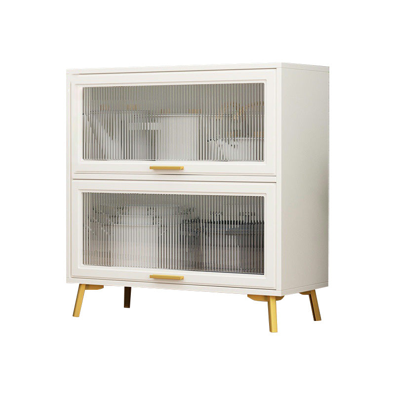Contemporary Kitchen Dining Server Manufactured Wood Dining Server with Glass Doors White Vertical Glass Clearhalo 'buffet_sideboard' 'Buffets & Sideboards' 'Furniture' 'furniture_buffet_sideboard' 'Kitchen & Dining Furniture' 5011787