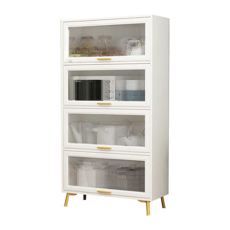 Contemporary Kitchen Dining Server Manufactured Wood Dining Server with Glass Doors White Vertical Glass Clearhalo 'buffet_sideboard' 'Buffets & Sideboards' 'Furniture' 'furniture_buffet_sideboard' 'Kitchen & Dining Furniture' 5011788