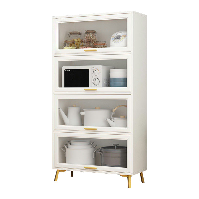 Contemporary Kitchen Dining Server Manufactured Wood Dining Server with Glass Doors White Transparent Glass Clearhalo 'buffet_sideboard' 'Buffets & Sideboards' 'Furniture' 'furniture_buffet_sideboard' 'Kitchen & Dining Furniture' 5011793