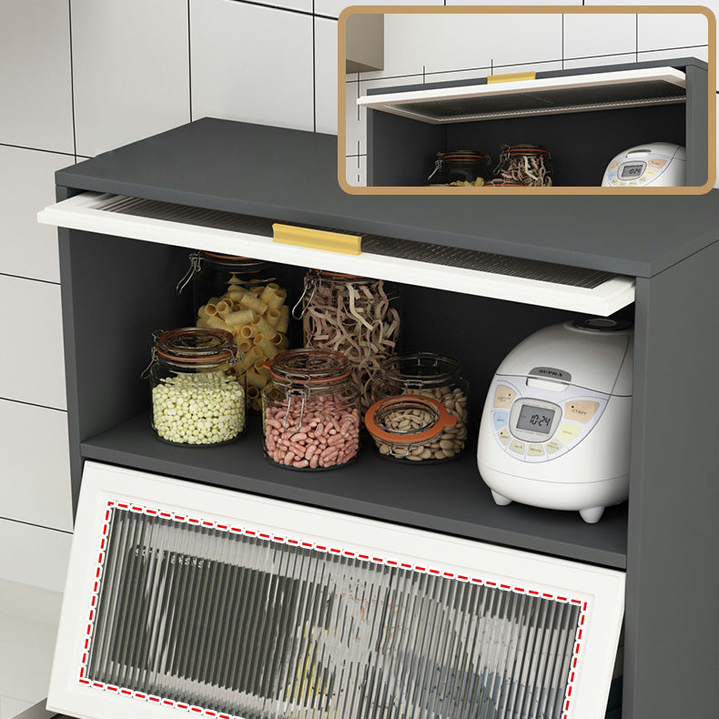 Contemporary Kitchen Dining Server Manufactured Wood Dining Server with Glass Doors Clearhalo 'buffet_sideboard' 'Buffets & Sideboards' 'Furniture' 'furniture_buffet_sideboard' 'Kitchen & Dining Furniture' 5011794