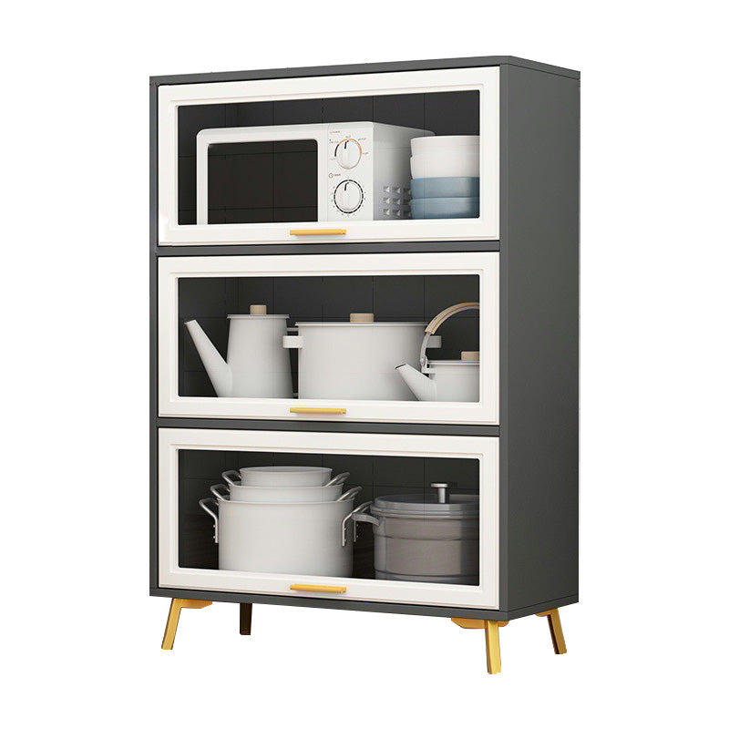 Contemporary Kitchen Dining Server Manufactured Wood Dining Server with Glass Doors Gray-White Transparent Glass Clearhalo 'buffet_sideboard' 'Buffets & Sideboards' 'Furniture' 'furniture_buffet_sideboard' 'Kitchen & Dining Furniture' 5011796