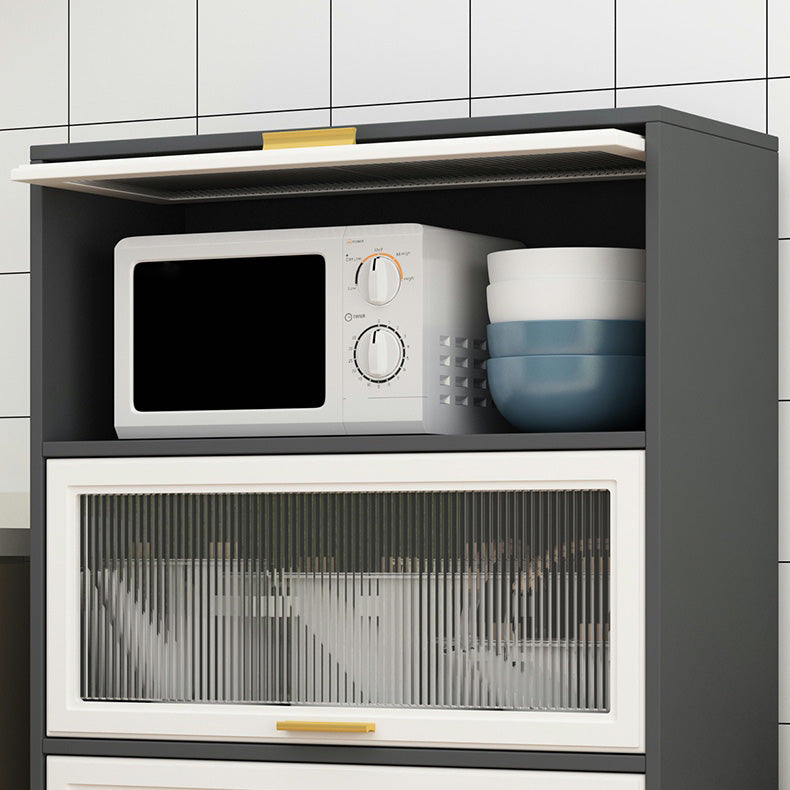 Contemporary Kitchen Dining Server Manufactured Wood Dining Server with Glass Doors Clearhalo 'buffet_sideboard' 'Buffets & Sideboards' 'Furniture' 'furniture_buffet_sideboard' 'Kitchen & Dining Furniture' 5011797