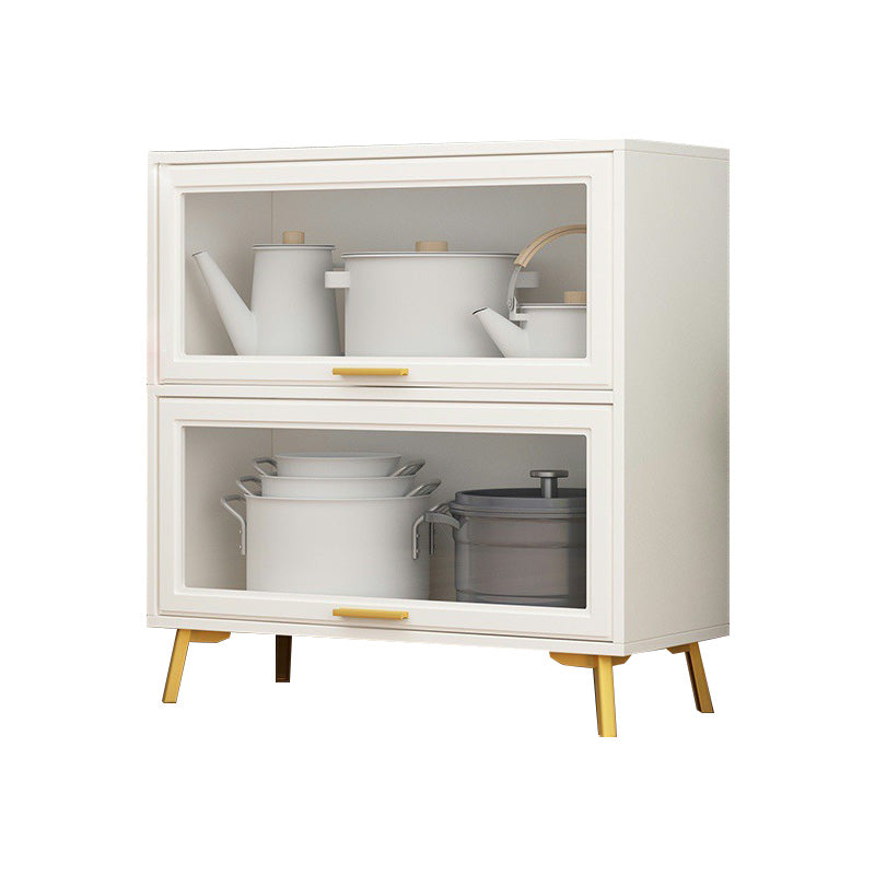Contemporary Kitchen Dining Server Manufactured Wood Dining Server with Glass Doors White Transparent Glass Clearhalo 'buffet_sideboard' 'Buffets & Sideboards' 'Furniture' 'furniture_buffet_sideboard' 'Kitchen & Dining Furniture' 5011801