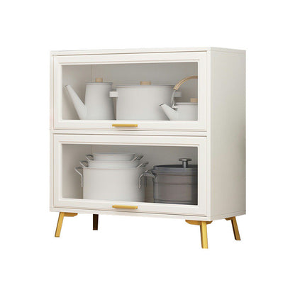 Contemporary Kitchen Dining Server Manufactured Wood Dining Server with Glass Doors White Transparent Glass Clearhalo 'buffet_sideboard' 'Buffets & Sideboards' 'Furniture' 'furniture_buffet_sideboard' 'Kitchen & Dining Furniture' 5011801
