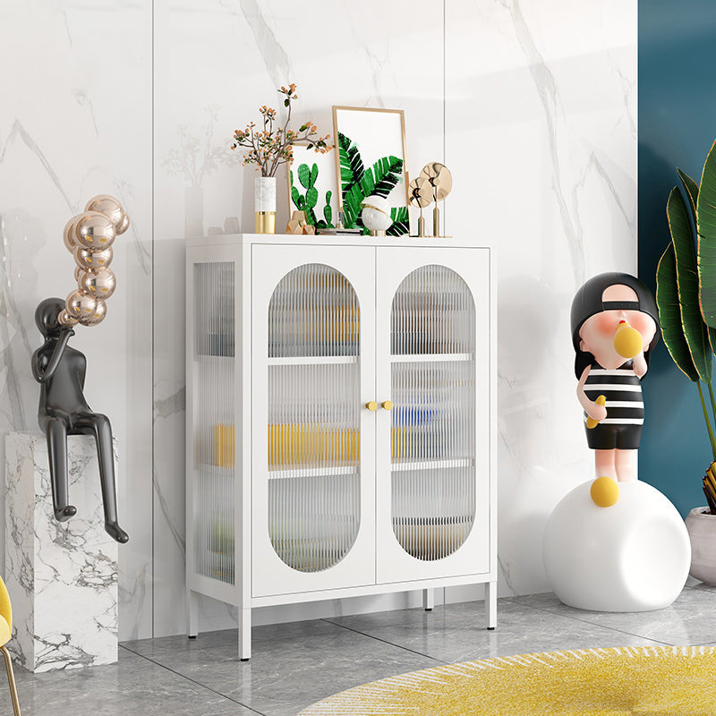 Contemporary Iron Dining Server Glass Doors Living Room Cabinets 31"L x 16"W x 40"H White Clearhalo 'buffet_sideboard' 'Buffets & Sideboards' 'furn' 'furn_buffet_sideboard' 'Furniture' 'furniture_buffet_sideboard' 'Kitchen & Dining Furniture' 5011819