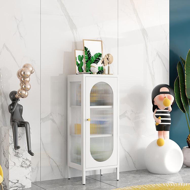 Contemporary Iron Dining Server Glass Doors Living Room Cabinets 17"L x 16"W x 40"H White Clearhalo 'buffet_sideboard' 'Buffets & Sideboards' 'furn' 'furn_buffet_sideboard' 'Furniture' 'furniture_buffet_sideboard' 'Kitchen & Dining Furniture' 5011821