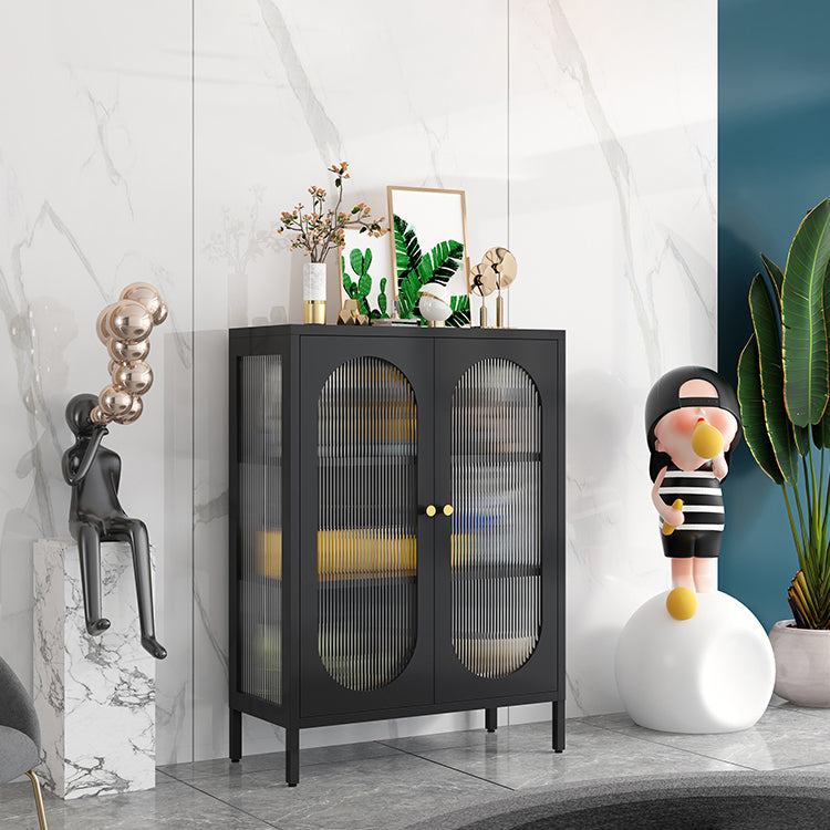 Contemporary Iron Dining Server Glass Doors Living Room Cabinets Clearhalo 'buffet_sideboard' 'Buffets & Sideboards' 'furn' 'furn_buffet_sideboard' 'Furniture' 'furniture_buffet_sideboard' 'Kitchen & Dining Furniture' 5011836