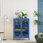 Contemporary Iron Dining Server Glass Doors Living Room Cabinets 31"L x 14"W x 40"H Dark Blue Clearhalo 'buffet_sideboard' 'Buffets & Sideboards' 'furn' 'furn_buffet_sideboard' 'Furniture' 'furniture_buffet_sideboard' 'Kitchen & Dining Furniture' 5011839