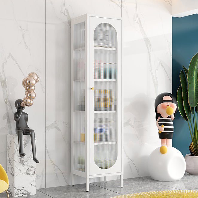 Contemporary Iron Dining Server Glass Doors Living Room Cabinets 20"L x 16"W x 71"H White Clearhalo 'buffet_sideboard' 'Buffets & Sideboards' 'furn' 'furn_buffet_sideboard' 'Furniture' 'furniture_buffet_sideboard' 'Kitchen & Dining Furniture' 5011841