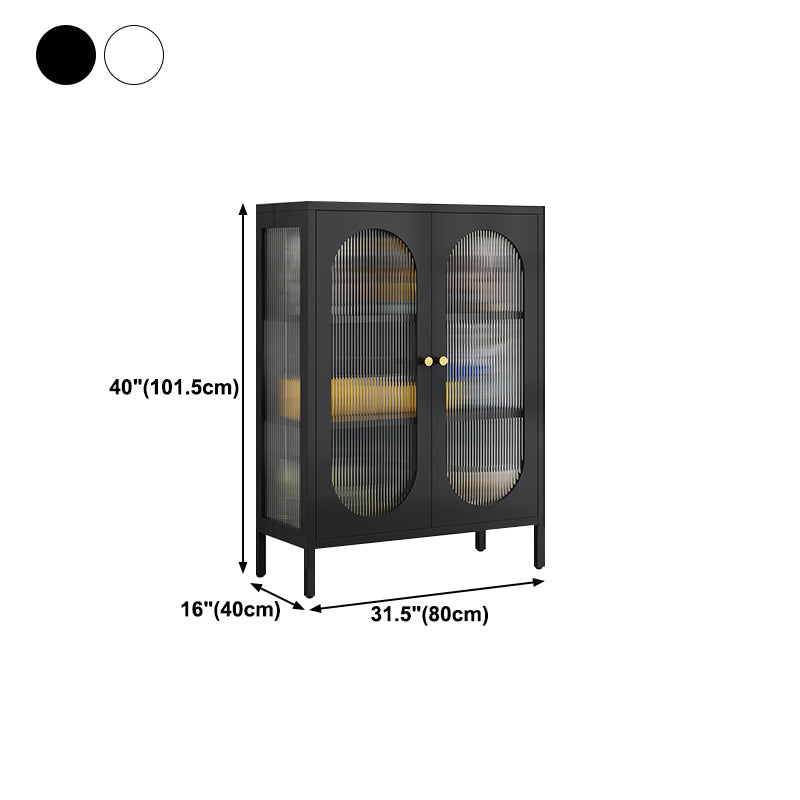 Contemporary Iron Dining Server Glass Doors Living Room Cabinets Clearhalo 'buffet_sideboard' 'Buffets & Sideboards' 'furn' 'furn_buffet_sideboard' 'Furniture' 'furniture_buffet_sideboard' 'Kitchen & Dining Furniture' 5011843