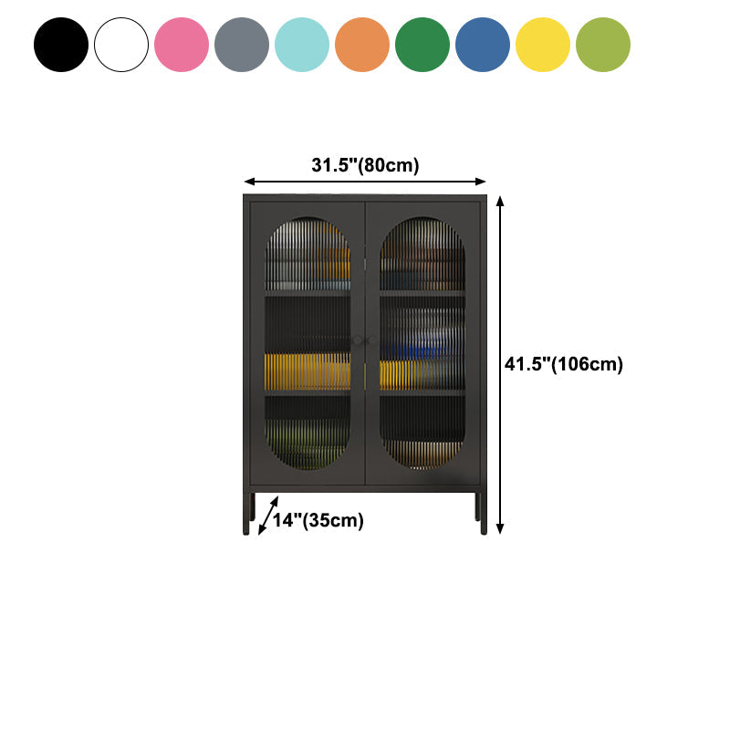 Contemporary Iron Dining Server Glass Doors Living Room Cabinets Clearhalo 'buffet_sideboard' 'Buffets & Sideboards' 'furn' 'furn_buffet_sideboard' 'Furniture' 'furniture_buffet_sideboard' 'Kitchen & Dining Furniture' 5011845