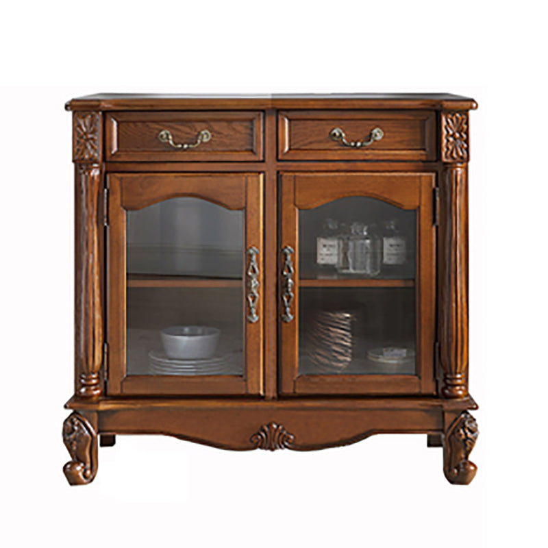 Contemporary Ash Wood Sideboard Kitchen Sideboard with Door and Drawer 31"L x 15"W x 34"H Cherry Wood Clearhalo 'buffet_sideboard' 'Buffets & Sideboards' 'furn' 'furn_buffet_sideboard' 'Furniture' 'furniture_buffet_sideboard' 'Kitchen & Dining Furniture' 5011847