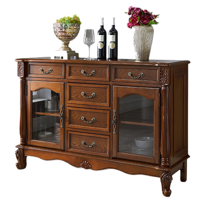 Contemporary Ash Wood Sideboard Kitchen Sideboard with Door and Drawer Cherry Wood Clearhalo 'buffet_sideboard' 'Buffets & Sideboards' 'furn' 'furn_buffet_sideboard' 'Furniture' 'furniture_buffet_sideboard' 'Kitchen & Dining Furniture' 5011848