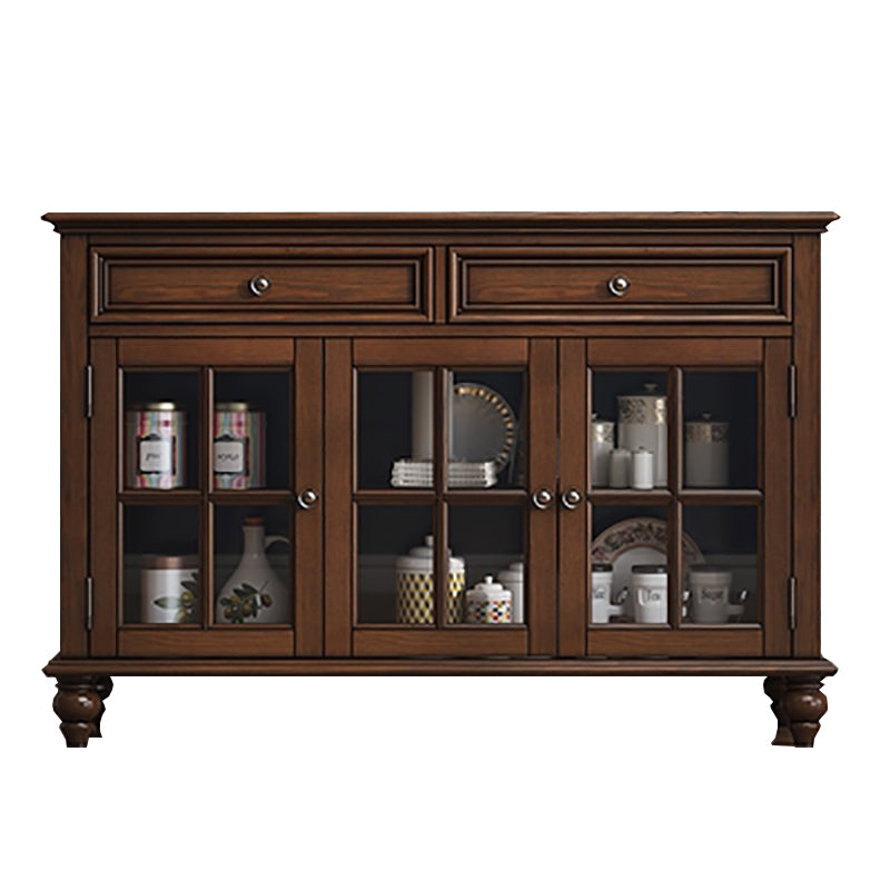 Contemporary Ash Wood Sideboard Kitchen Sideboard with Door and Drawer 51"L x 18"W x 35"H Walnut Clearhalo 'buffet_sideboard' 'Buffets & Sideboards' 'furn' 'furn_buffet_sideboard' 'Furniture' 'furniture_buffet_sideboard' 'Kitchen & Dining Furniture' 5011856