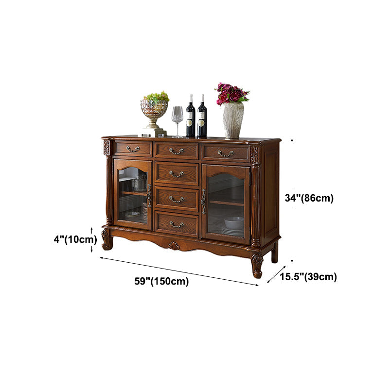 Contemporary Ash Wood Sideboard Kitchen Sideboard with Door and Drawer Clearhalo 'buffet_sideboard' 'Buffets & Sideboards' 'furn' 'furn_buffet_sideboard' 'Furniture' 'furniture_buffet_sideboard' 'Kitchen & Dining Furniture' 5011871