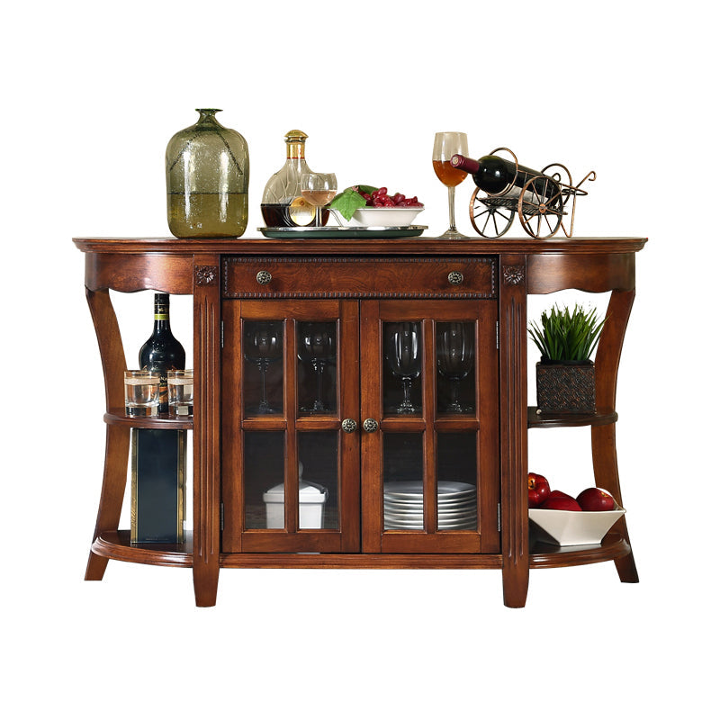Brown Ash Wood Dining Server Contemporary Dining Server with Doors and Drawers 48"L x 16"W x 31"H Clearhalo 'buffet_sideboard' 'Buffets & Sideboards' 'furn' 'furn_buffet_sideboard' 'Furniture' 'furniture_buffet_sideboard' 'Kitchen & Dining Furniture' 5011894