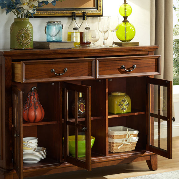 Brown Ash Wood Dining Server Contemporary Dining Server with Doors and Drawers Clearhalo 'buffet_sideboard' 'Buffets & Sideboards' 'furn' 'furn_buffet_sideboard' 'Furniture' 'furniture_buffet_sideboard' 'Kitchen & Dining Furniture' 5011900