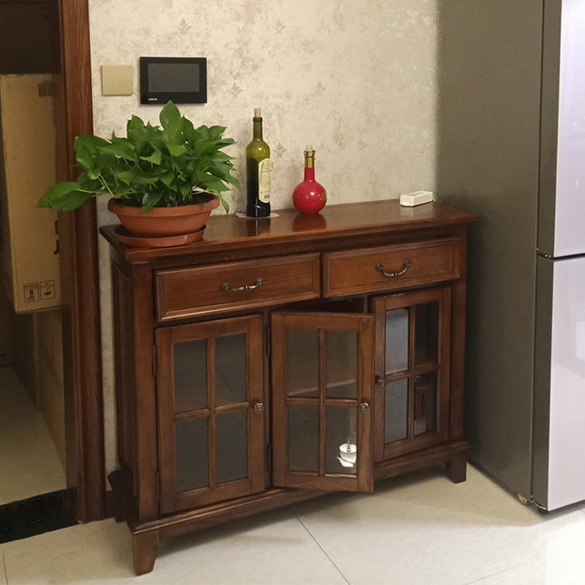 Brown Ash Wood Dining Server Contemporary Dining Server with Doors and Drawers Clearhalo 'buffet_sideboard' 'Buffets & Sideboards' 'furn' 'furn_buffet_sideboard' 'Furniture' 'furniture_buffet_sideboard' 'Kitchen & Dining Furniture' 5011902