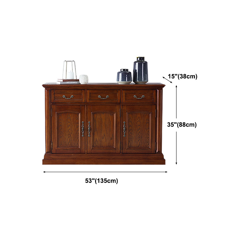 Brown Ash Wood Dining Server Contemporary Dining Server with Doors and Drawers Clearhalo 'buffet_sideboard' 'Buffets & Sideboards' 'furn' 'furn_buffet_sideboard' 'Furniture' 'furniture_buffet_sideboard' 'Kitchen & Dining Furniture' 5011904