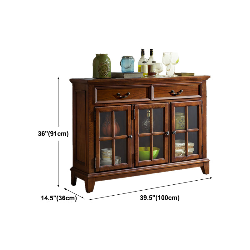 Brown Ash Wood Dining Server Contemporary Dining Server with Doors and Drawers Clearhalo 'buffet_sideboard' 'Buffets & Sideboards' 'furn' 'furn_buffet_sideboard' 'Furniture' 'furniture_buffet_sideboard' 'Kitchen & Dining Furniture' 5011909