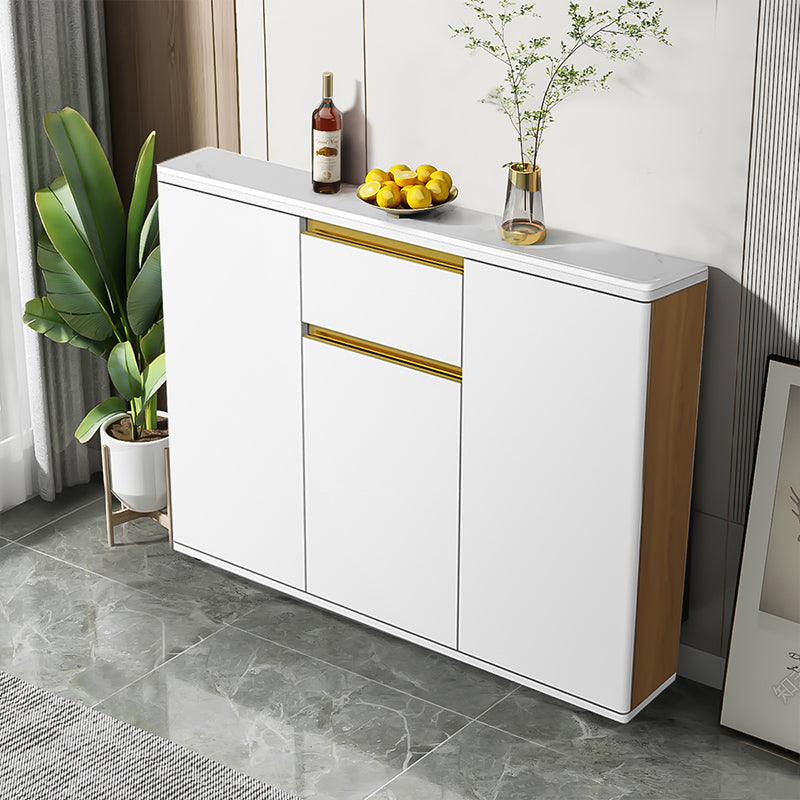White Modern Server Engineered Wood and Rubber Wood Cabinets with Drawer 39"L x 10"W x 34"H Clearhalo 'buffet_sideboard' 'Buffets & Sideboards' 'furn' 'furn_buffet_sideboard' 'Furniture' 'furniture_buffet_sideboard' 'Kitchen & Dining Furniture' 5011918